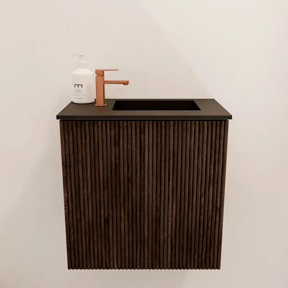 Mondiaz Joya 40cm toiletmeubel walnut met wastafel faye rechts 1 kraangat urban
