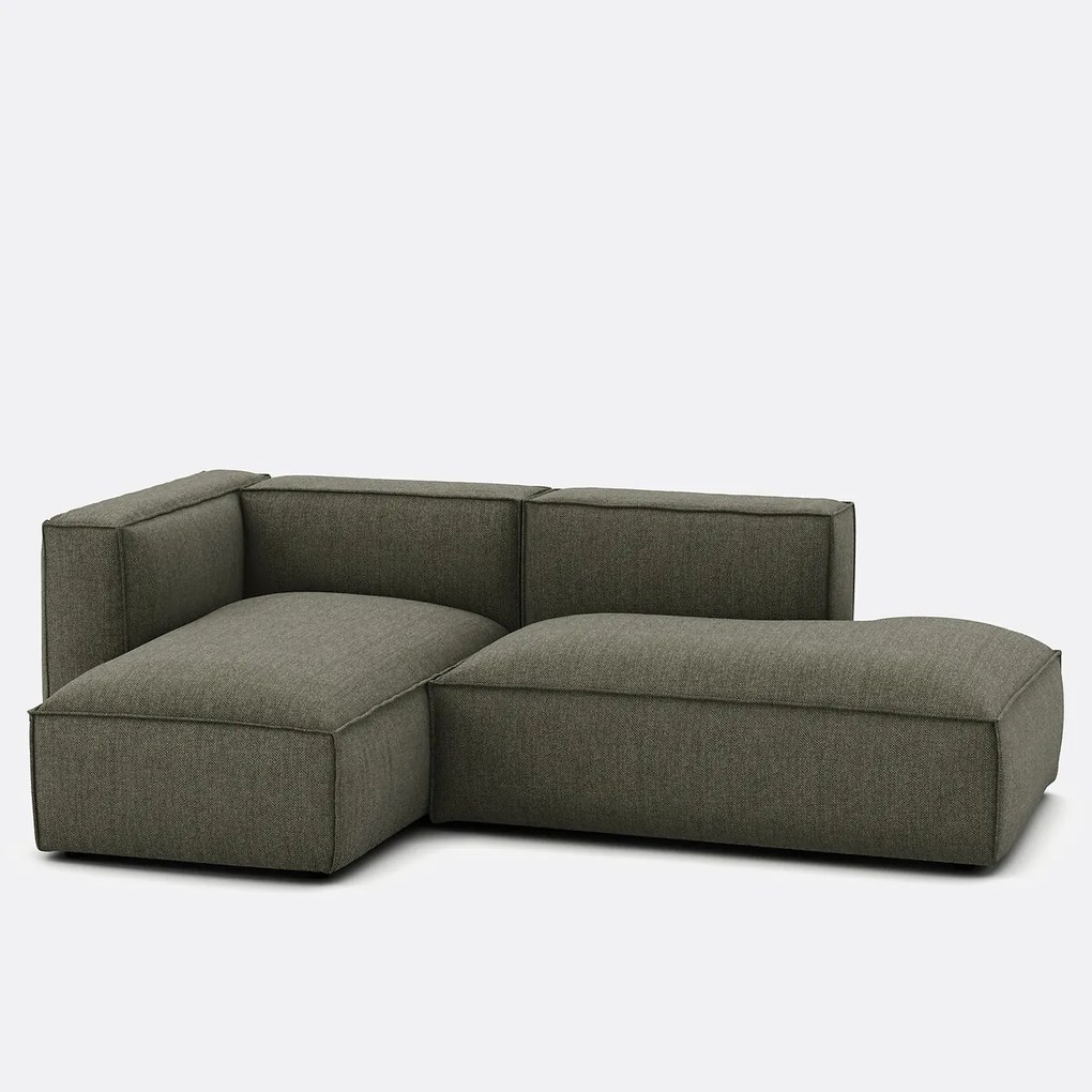 Modulaire hoekbank links, stof met structuur, SEVEN