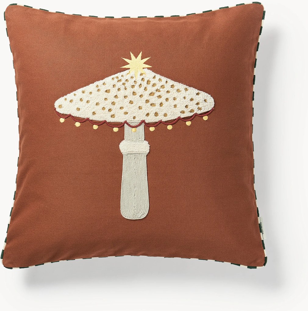 Geborduurde kerstkussenhoes Porcini