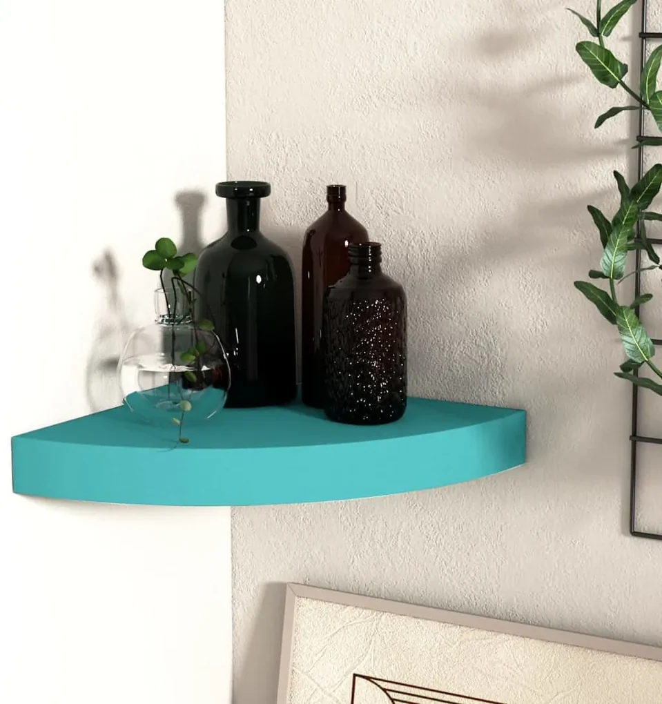 vidaXL Hoekwandschap 35x35x3,8 cm MDF blauw