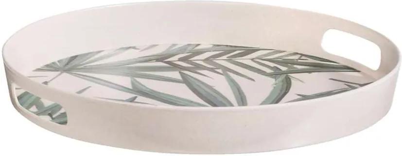 Dienblad Palm - wit/groen - 4,5xØ34,5 cm - Leen Bakker