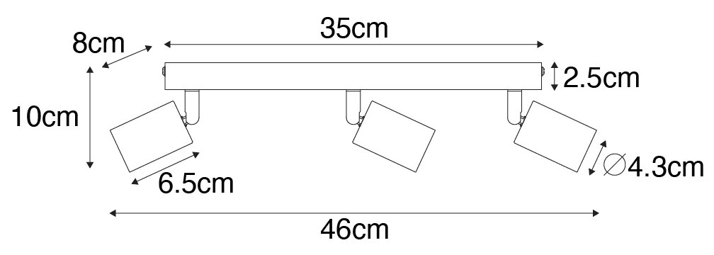 Moderne spot wit rechthoekig 3-lichts - Facil