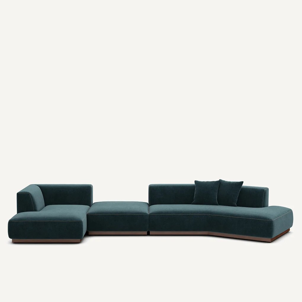 Open hoekbank links XL in chenille fluweel, JACOPO