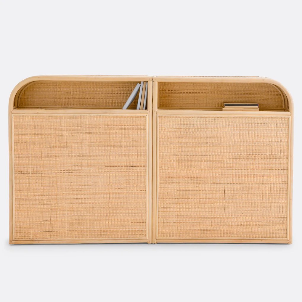 Hoofdbord in rotan met opberging, Ladara