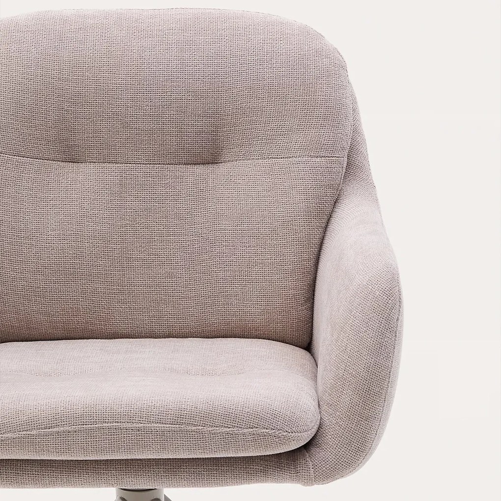 Kave Home Lexa Draaibare Eetkamerstoel Beige Chenille