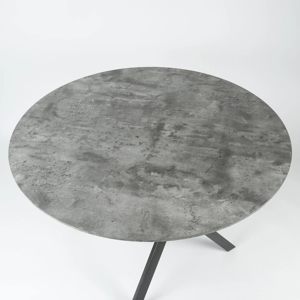Ronde eettafel 'Nola' 120 cm, 3D-betonlook, kleur grijs