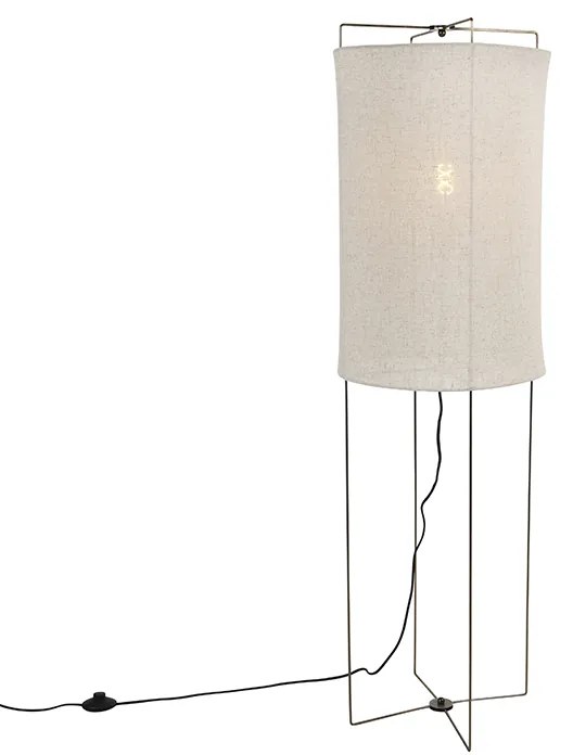 Design vloerlamp beige linnen kap - Rich Design E27 cilinder / rond Binnenverlichting Lamp