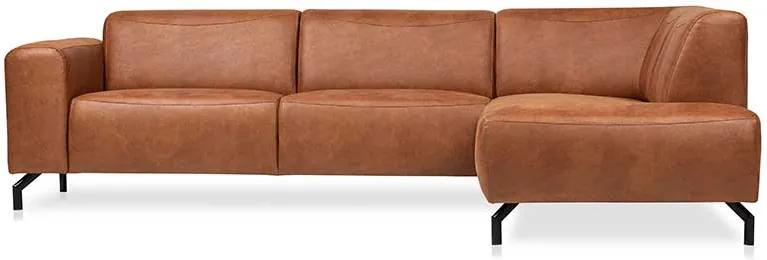 Loungebank Costa chaise longue rechts | leer Kentucky cognac 09 | 2,75 x 2,10 mtr breed