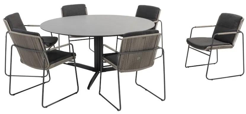 Embrace Parma dining tuinset 160 cm rond 7 delig taupe 4 Seasons Outdoor