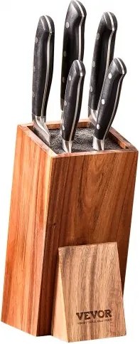 VEVOR Messenblok 175 x 110 x 250 mm Messenblokset, Houten blok voor koksmessen, Slijpstaaf en schaar, Messenhouder Universeel messenblok Schuin ontwerp, Vintage Duurzaam messenblok