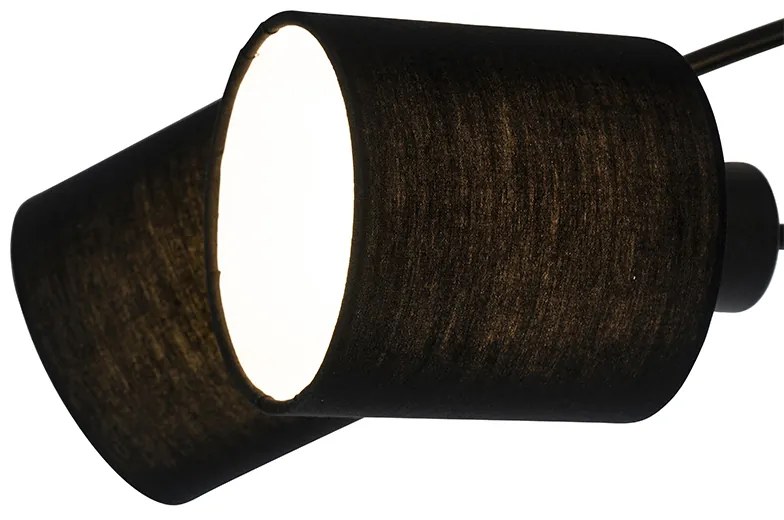 Stoffen Moderne plafondlamp zwart 5-lichts - Hetta Modern E14 rond Binnenverlichting Lamp