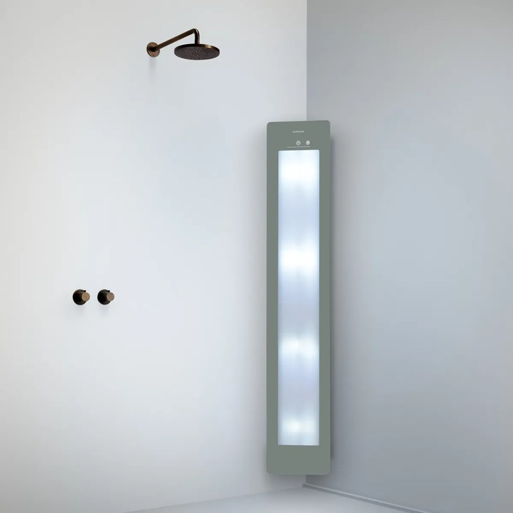 Sunshower Round Plus Large Organic Grey infraroodlamp en UV 33x185x10cm hoekopbouw