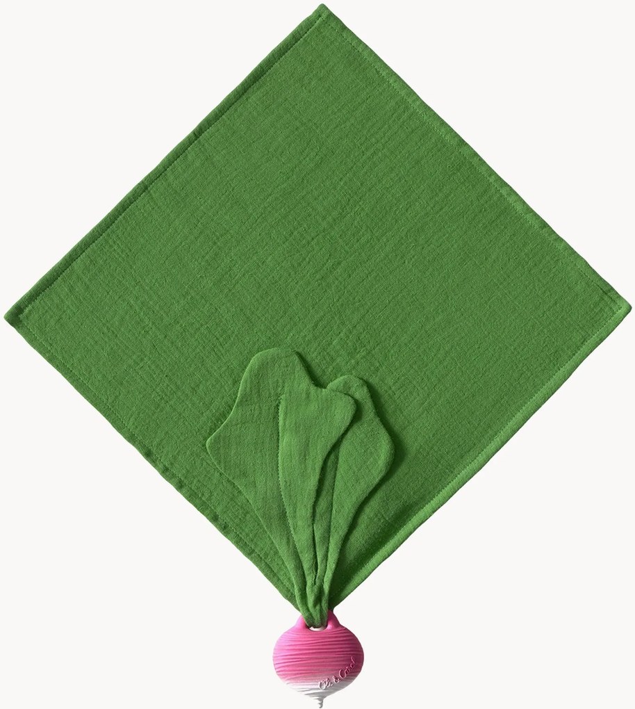 Handgemaakt knuffeldeken Ramona the Radish met bijtring