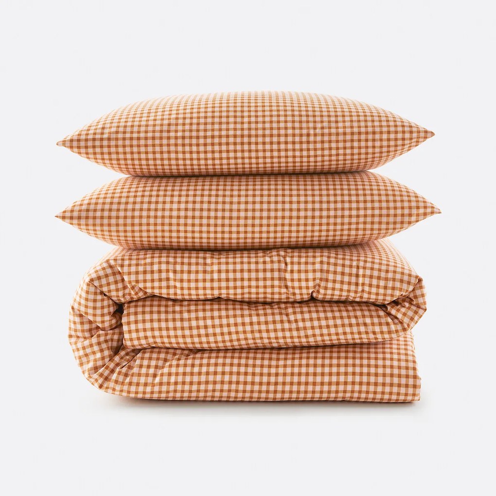Beddengoed 30% gerecycled katoen, vierkante kussensloop, geruit, LESIA