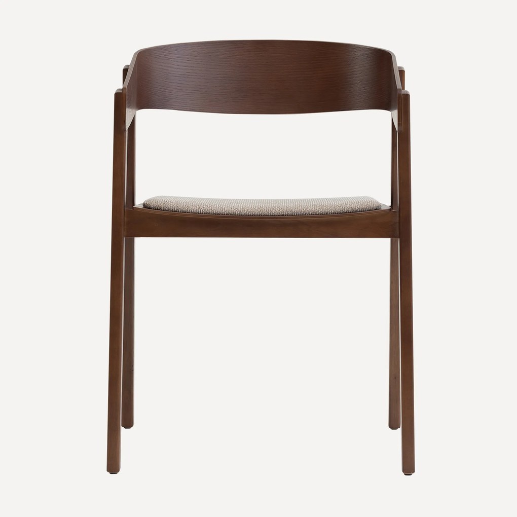 Walnoot Eetkamerstoel Met Beige Stof