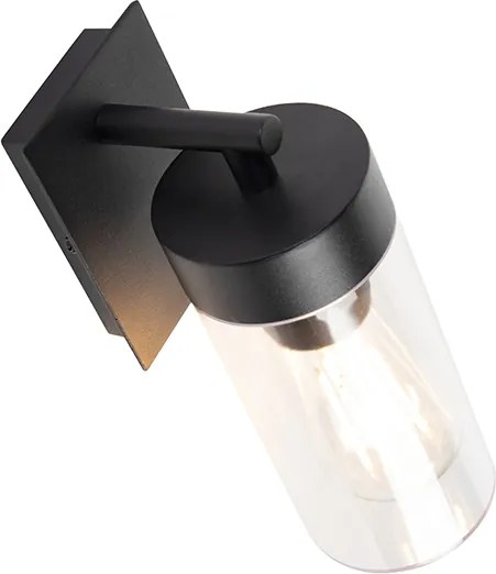 Moderne buiten wandlamp zwart met helder glas - Rullo