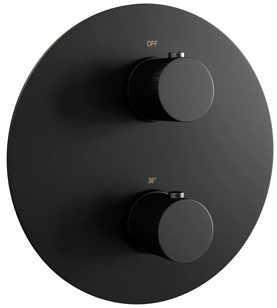 Brauer Stripe inbouw regendouche rond met 25cm hoofddouche, rechte muurarm en 3 standen handdouche set 40 zwart mat