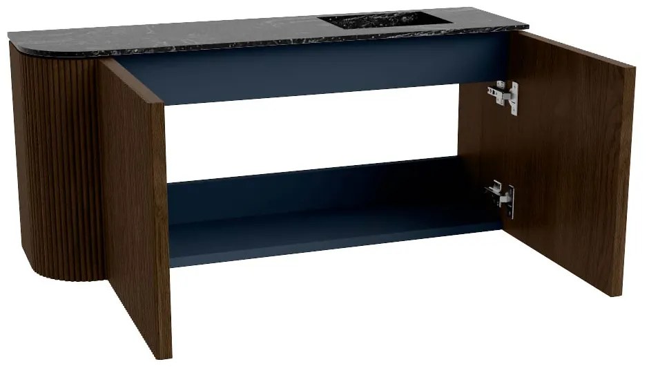 Mondiaz Joya DLux 90cm toiletmeubel ronding links walnut met wastafel faye rechts zonder kraangat lava