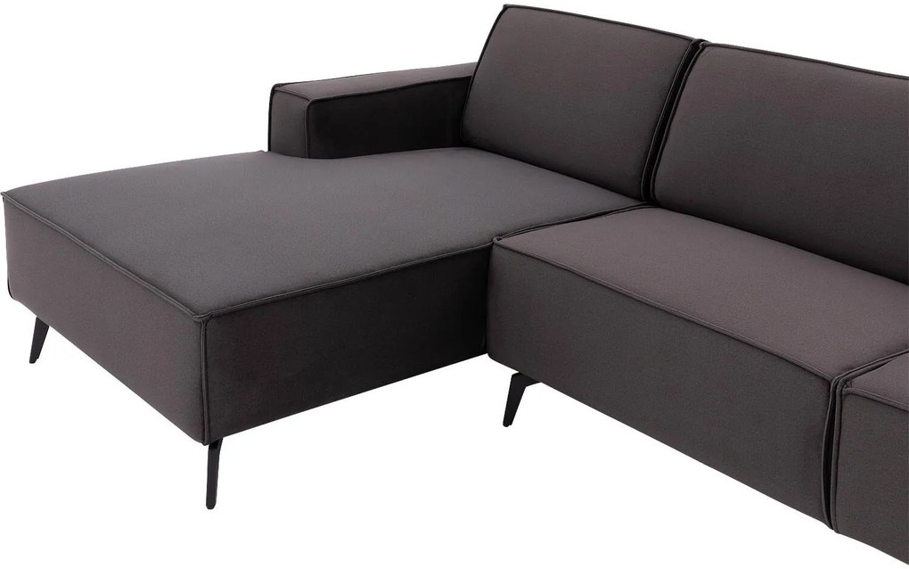 Goossens Hoekbank Hercules antraciet, stof, 2,5-zits, modern design met chaise longue links