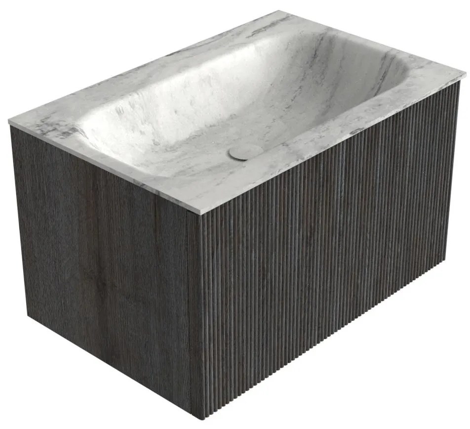 Mondiaz Kurve-dlux 70cm badmeubel shadow met 1 lade en wastafel big small midden zonder kraangat opalo