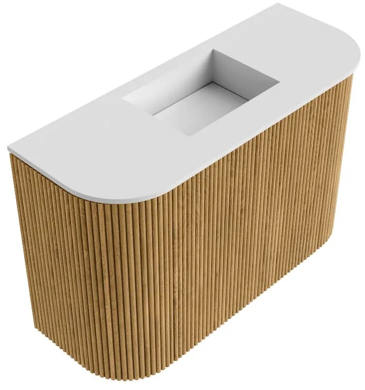 Mondiaz Joya 65cm toiletmeubel ronding links/rechts oak met wastafel faye midden zonder kraangat talc