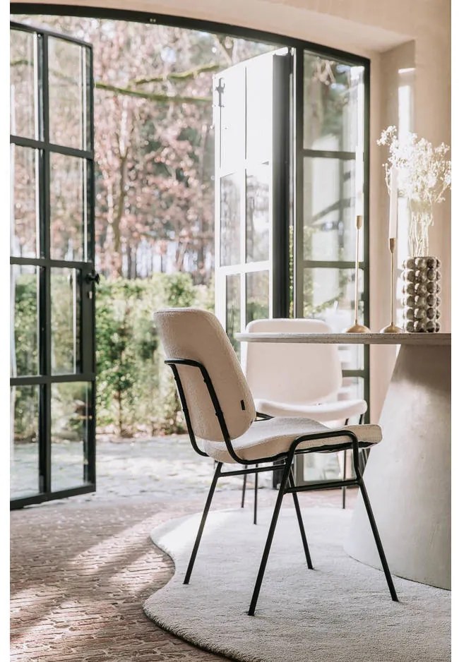 Goossens Eetkamerstoel Hjalmar beige stof leuning, modern design