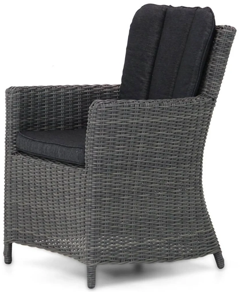 Tuinset Ronde Tuintafel 4 personen 120 cm Wicker Zwart Garden Collections Venerdi/Buckingham