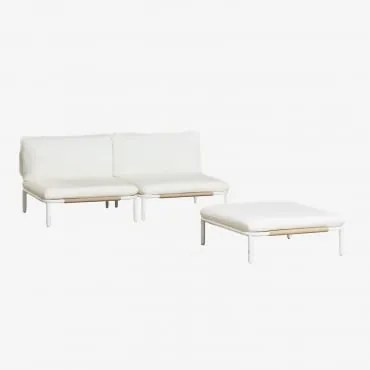 Tuinset Met 2-delige Modulaire Bank En Poef Van Roubly-staal Beige Amandelroos - Sklum