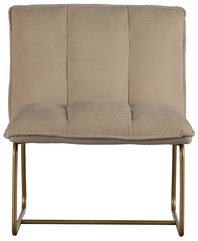 Woood Fie Fauteuil Zand Ribstof Met Goud