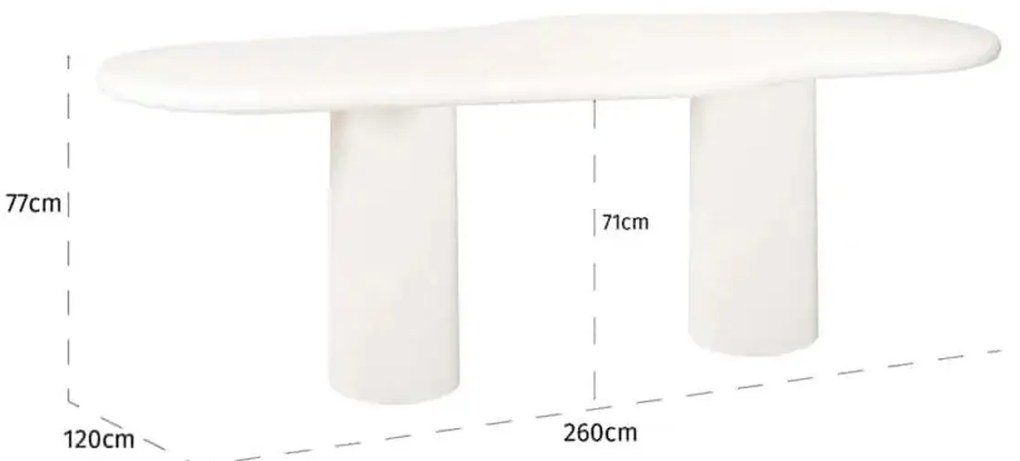 Richmond Interiors Bloomstone Witte Eettafel Organisch Beton - 260 X 110cm.