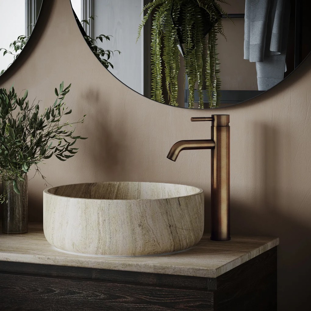 Saniclear Plus Stripes hoge wastafelkraan verouderd messing