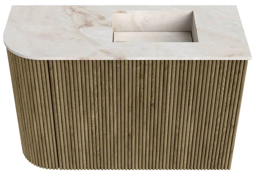 Mondiaz Joya DLux 60cm toiletmeubel ronding links dusk met wastafel faye rechts 1 kraangat frappe