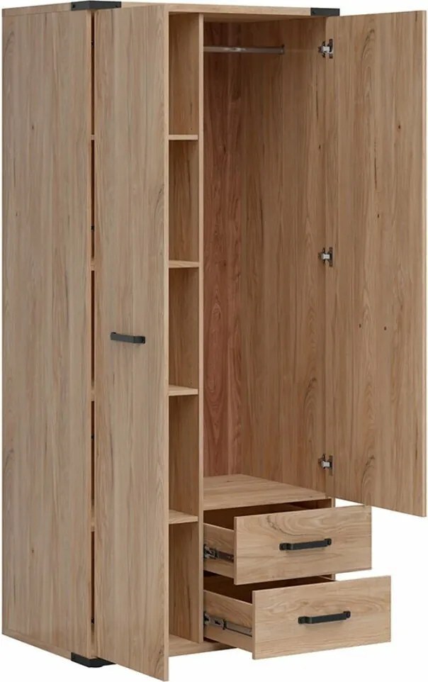 Kledingkast Romelbu 108, Essen, 198x90x56cm, 89 kg, Kledingkast deuren: Met scharnieren, Aantal planken: 4, Aantal planken: 4
