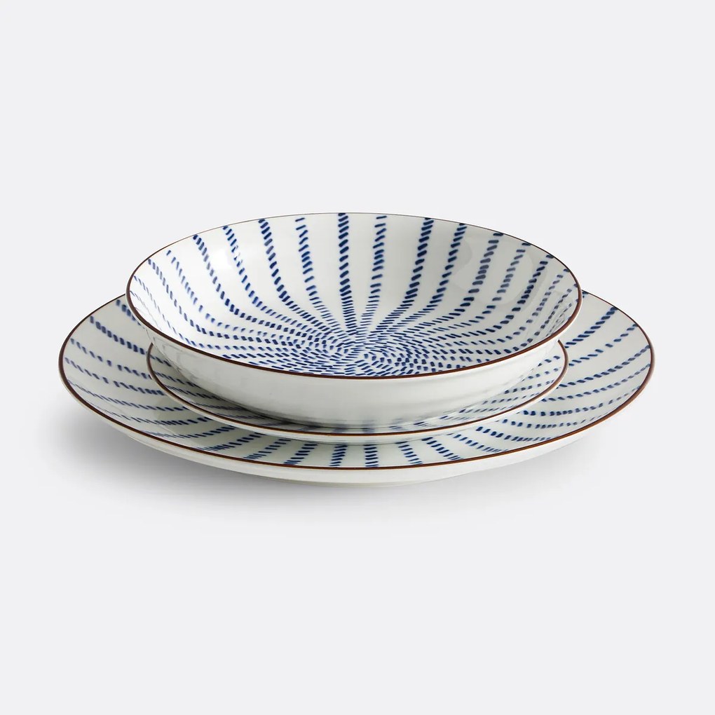 Set van 4 diepe borden met straalmotieven, Bowlia