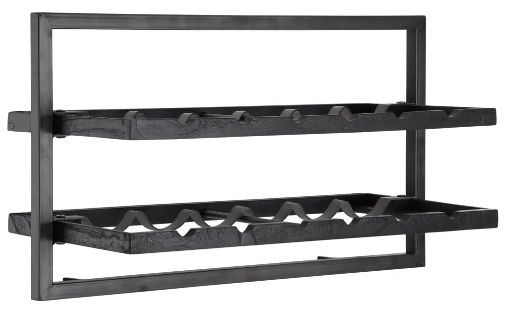 DTP Home Winemate Black Type A Wand Wijnrek Van Zwart Teakhout - 65x25x35cm.