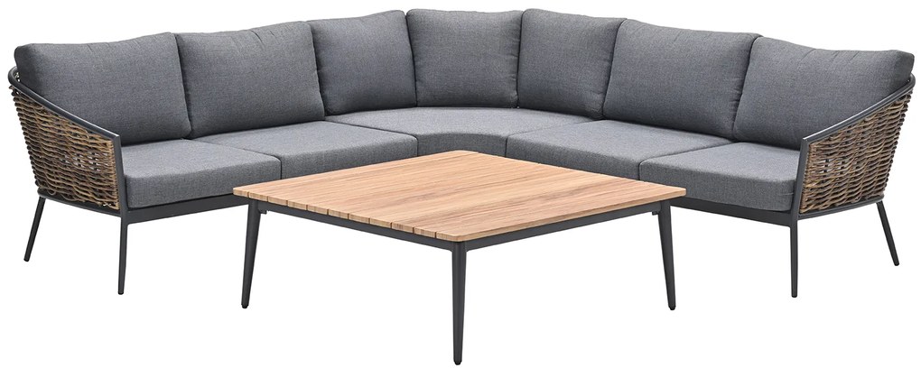 GI Bali loungeset (4-delig) - Naturel Rotan/Carbon Black