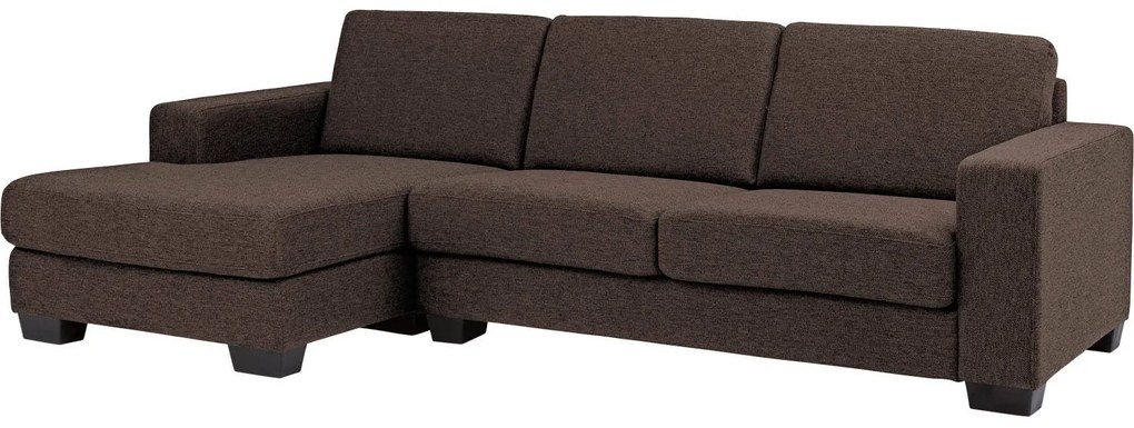 Goossens Hoekbank N-joy Divana Met Chaise Longue bruin, stof, stijlvol landelijk