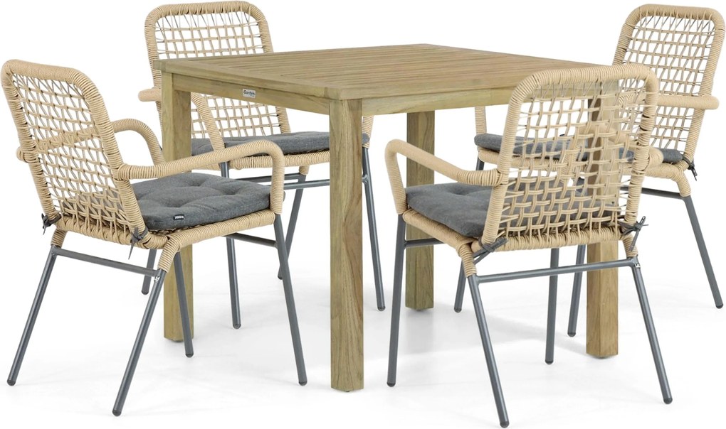 Tuinset 4 personen 90 cm Aluminium/Rope Taupe De Laan Projects