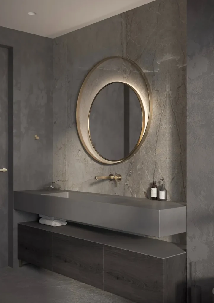 Martens Design Athene spiegel met LED verlichting 120cm koper