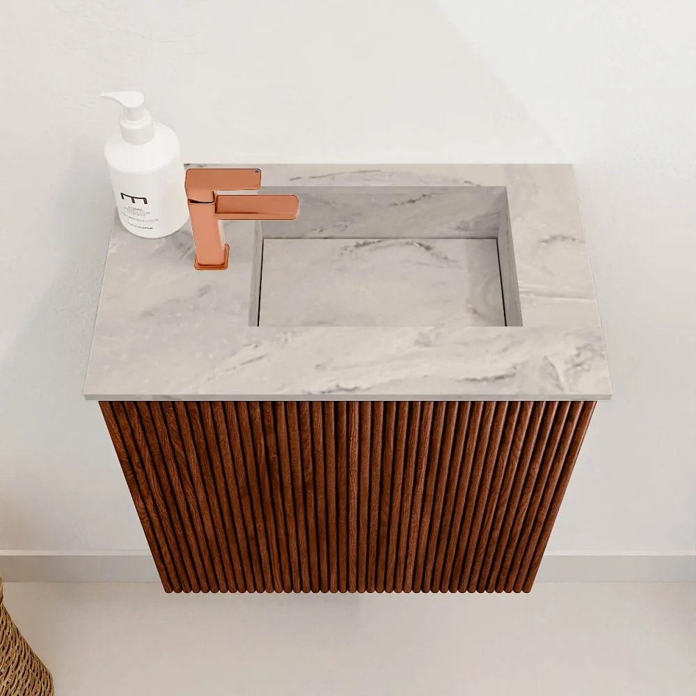 Mondiaz Joya DLux 40cm toiletmeubel ruby met wastafel faye rechts 1 kraangat glace