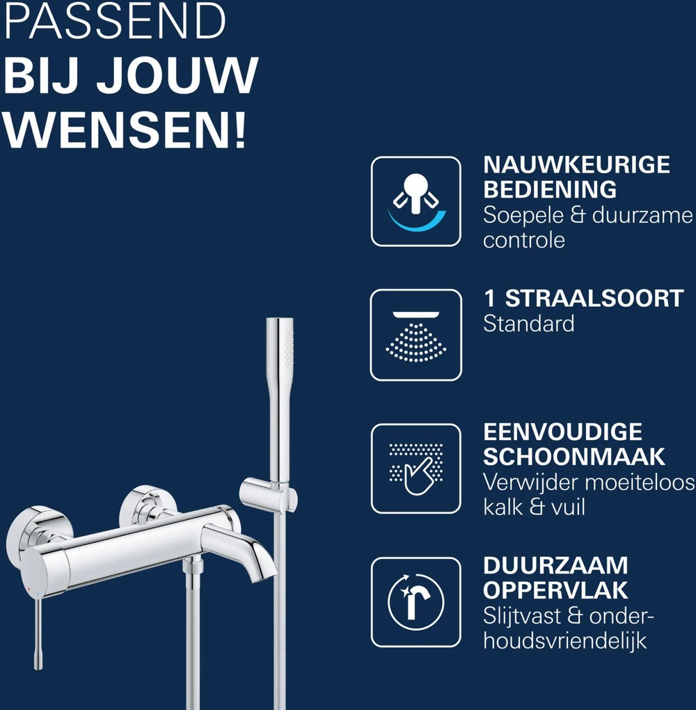 Grohe Essence New badmengkraan incl. handdouche met 1 straalsoort chroom