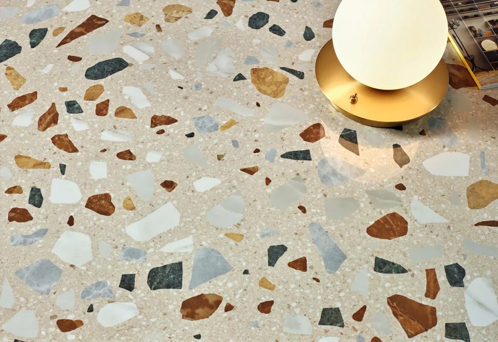 Jabo Crisp XL Beige terrazzo vloertegel 60x120cm gerectificeerd