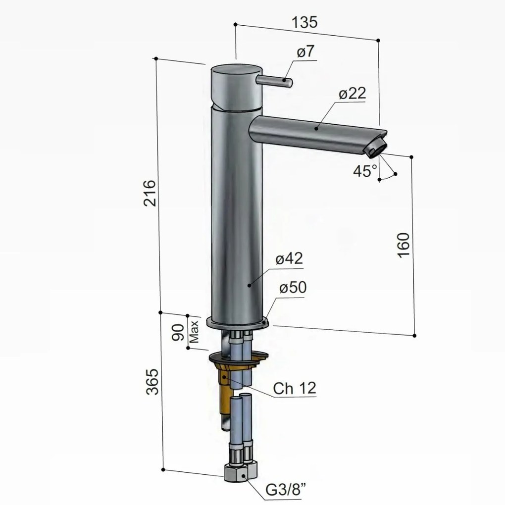 Hotbath Cobber hoge wastafelkraan met rechte uitloop verouderd messing