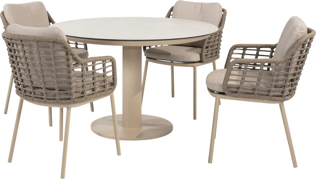 Sarah Puglia dining tuinset 120xH75 cm 5 delig keramiek latte Taste 4SO