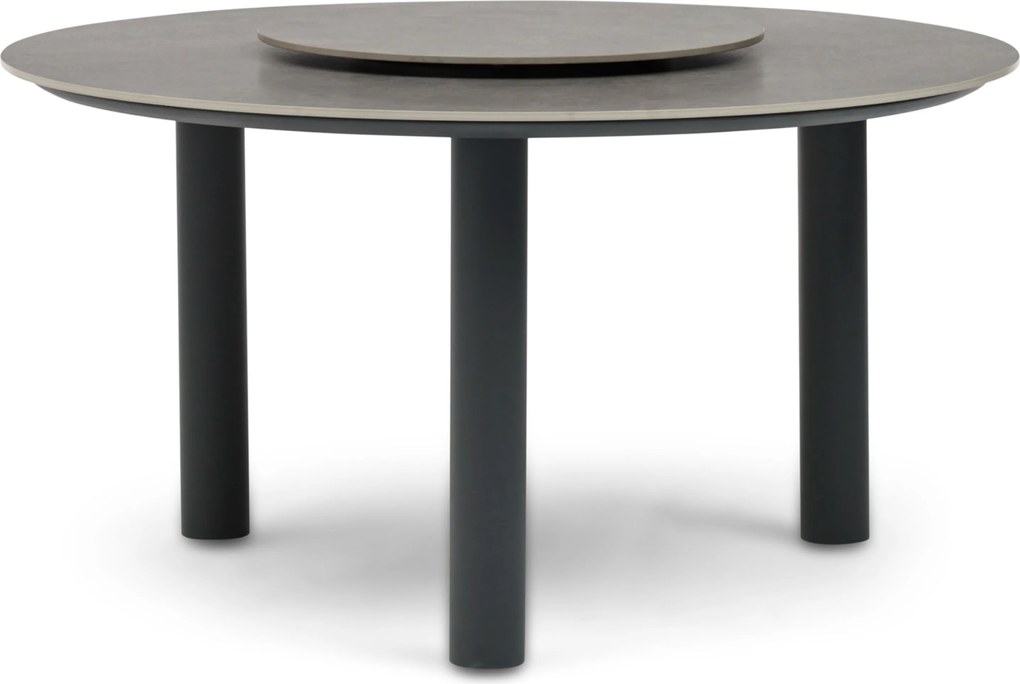 Dining Tuintafel rond 140 cm met lazy susan Grijs Trino