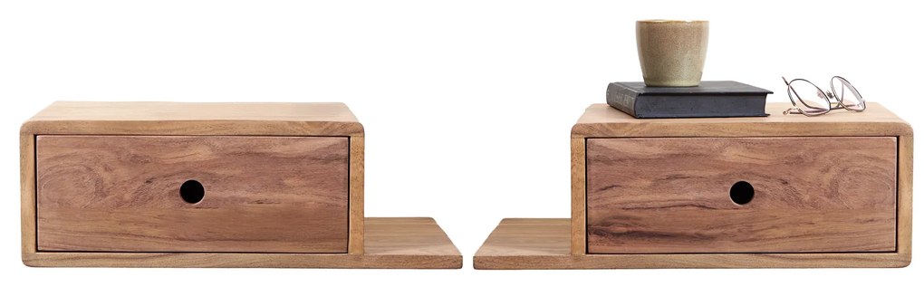 Zwevend Nachtkastje Met Lade - Set Van 2 - 40x30x20cm.
