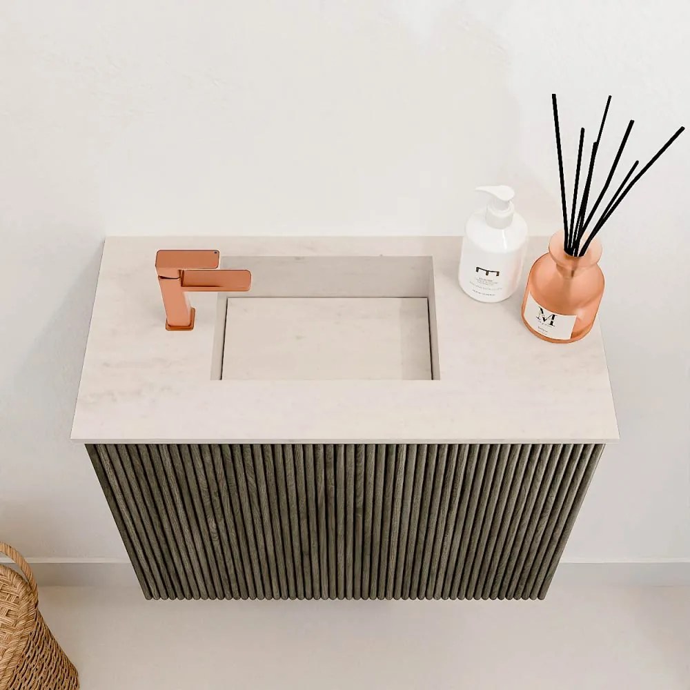 Mondiaz Joya DLux 50cm toiletmeubel shadow met wastafel faye links 1 kraangat meli