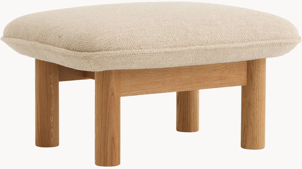 Voetenbank Brasilia van eikenhout met bouclé bekleding