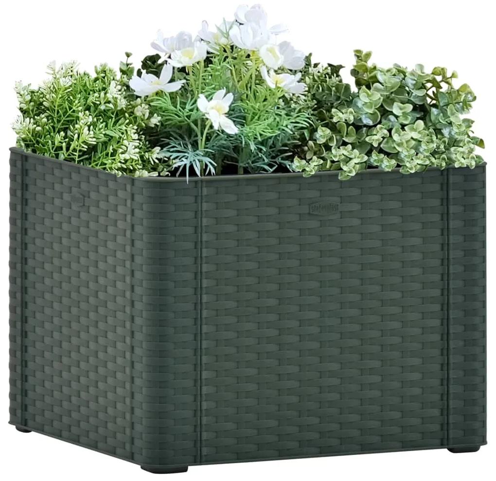 vidaXL Plantenbak hoog met zelfbewateringssysteem 43x43x33 cm groen