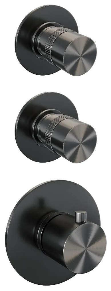 Brauer Gunmetal Edition complete inbouw regendouche met 3 standen handdouche, rechte wandarm en hoofddouche 30cm set 8 gunmetal geborsteld PVD